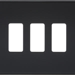 KNIGHTSBRIDGE GDSF003MB SCREWLESS 3 GANG GRID FACEPLATE MATT BLACK