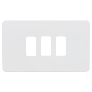 KNIGHTSBRIDGE GDSF003MW SCREWLESS 3 GANG GRID FACEPLATE MATT WHITE