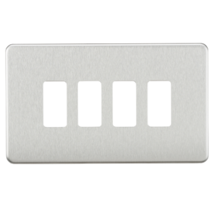 KNIGHTSBRIDGE GDSF004BC SCREWLESS 4 GANG GRID FACEPLATE BRUSHED CHROME