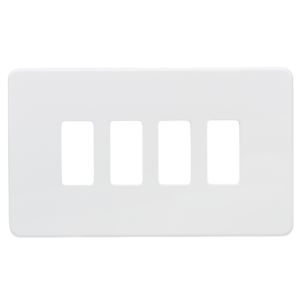 KNIGHTSBRIDGE GDSF004MW SCREWLESS 4 GANG GRID FACEPLATE MATT WHITE