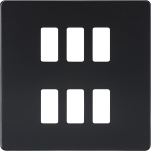 KNIGHTSBRIDGE GDSF006MB SCREWLESS 6 GANG GRID FACEPLATE MATT BLACK