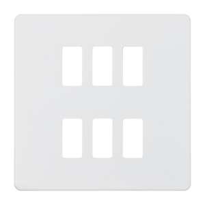 KNIGHTSBRIDGE GDSF006MW SCREWLESS 6 GANG GRID FACEPLATE MATT WHITE