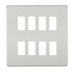 KNIGHTSBRIDGE GDSF008BC SCREWLESS 8 GANG GRID FACEPLATE BRUSHED CHROME