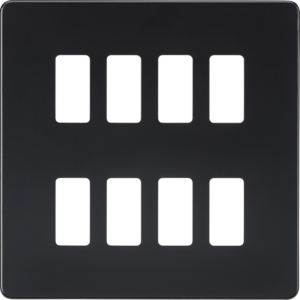 KNIGHTSBRIDGE GDSF008MB SCREWLESS 8 GANG GRID FACEPLATE MATT BLACK