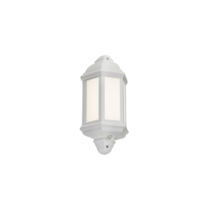 KNIGHTSBRIDGE LANT4W 230V IP54 LED HALF WALL LANTERN WITH PIR - WHITE
