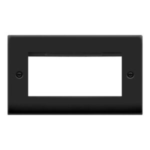 CLICK VPMB312 DECO VP MATT BLACK 2 GANG 4 APERTURE MEDIA PLATE
