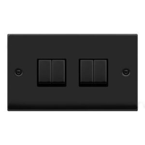 CLICK VPMB414BK DECO VP MATT BLACK 4 GANG 10AX 2 WAY SWITCH