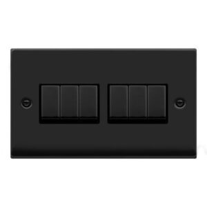CLICK VPMB416BK DECO VP MATT BLACK 6 GANG 10AX 2 WAY SWITCH