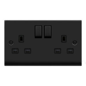 CLICK VPMB536BK DECO VP MATT BLACK 2 GANG 13A 2 POLE SWITCHED SOCKET