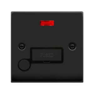 CLICK VPMB553BK DECO VP MATT BLACK 13A UNSWITCHED FUSED SPUR UNIT w/ FLEX OUTLET & NEON
