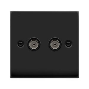 CLICK VPMB066BK DECO VP MATT BLACK 2 GANG NON-ISOLATED COAXIAL TV OUTLET