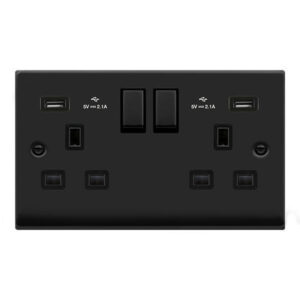 CLICK VPMB580BK DECO VP MATT BLACK 2 GANG 13A USB 4.2A SWITCHED SOCKET