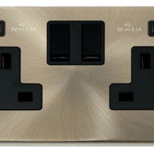 CLICK VPAB780BK DECO VP ANTIQUE BRASS 2 GANG 13A USB 4.2A SWITCHED SOCKET