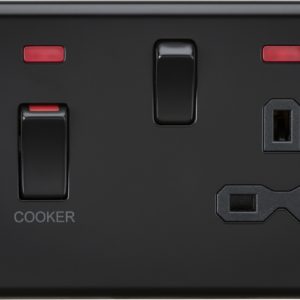 KNIGHTSBRIDGE CL83MNMBB 45A DP COOKER SWITCH & 13A SWITCHED SOCKET WITH NEON