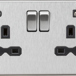 KNIGHTSBRIDGE SFR9940BC SCREWLESS 2 GANG SWITCHED SOCKET C/W A + C USB