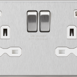 KNIGHTSBRIDGE SFR9940BCW SCREWLESS 2 GANG SWITCHED SOCKET C/W A + C USB