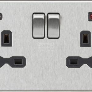 KNIGHTSBRIDGE SFR9945BC SCREWLESS 2 GANG SWITCHED SOCKET C/W A + C FASTCHARGE USB