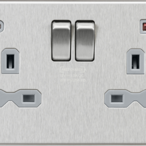 KNIGHTSBRIDGE SFR9945BCG SCREWLESS 2 GANG SWITCHED SOCKET C/W A + C FASTCHARGE USB