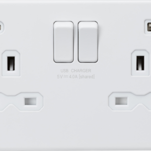 KNIGHTSBRIDGE SFR9940MW SCREWLESS 2 GANG SWITCHED SOCKET C/W A + C USB