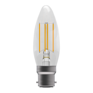 BELL 60703 3.3WATT BC CLEAR FILAMENT LED CANDLE LAMP WARM WHITE NON DIMMABLE