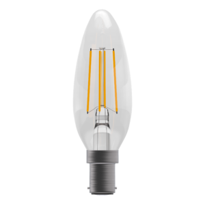 BELL 60704 3.3WATT SBC CLEAR FILAMENT LED CANDLE LAMP WARM WHITE NON DIMMABLE