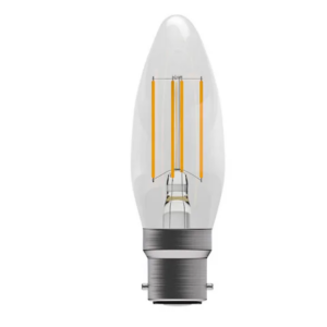 BELL 60717 3.3WATT BC CLEAR FILAMENT LED CANDLE LAMP WARM WHITE DIMMABLE
