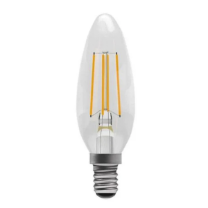 BELL 60720 3.3WATT SES CLEAR FILAMENT LED CANDLE LAMP WARM WHITE DIMMABLE