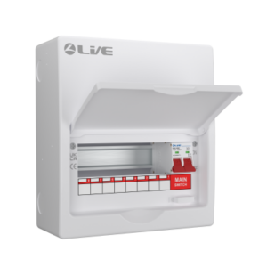 LIVE LSMC10/100 8 USEABLE WAY METAL CONSUMER UNIT C/W 100A MAIN SWITCH