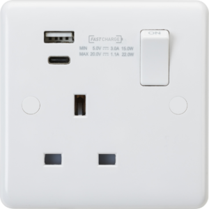 KNIGHTSBRIDGE CURVED CU9919D 1 GANG A+C USB SOCKET