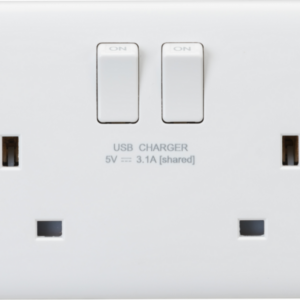 KNIGHTSBRIDGE CURVED CU9931D 2 GANG A+C USB SOCKET (5V DC 3-1A SHARED)