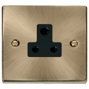 CLICK VPAB038BK DECO ANTIQUE BRASS 5A ROUND PIN SOCKET BLACK INSERT