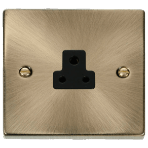 CLICK VPAB039BK DECO ANTIQUE BRASS 2A ROUND PIN SOCKET BLACK INSERT