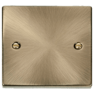 CLICK VPAB060 DECO ANTIQUE BRASS 1 GANG SINGLE BLANK PLATE