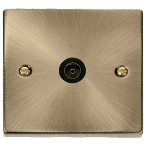 CLICK VPAB065BK DECO ANTIQUE BRASS 1 GANG CO-AX SOCKET BLACK INSERT