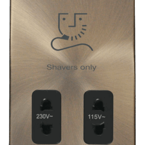 CLICK VPAB100BK DECO ANTIQUE BRASS DUAL VOLTAGE 115-230V SHAVER SOCKET BLACK INSERT