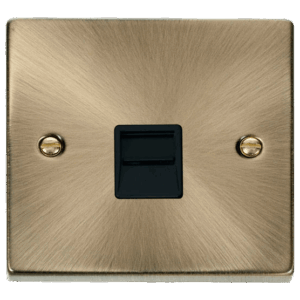 CLICK VPAB120BK DECO ANTIQUE BRASS 1 GANG MASTER TELEPHONE SOCKET BLACK INSERT