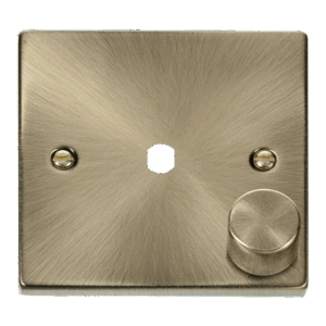 CLICK VPAB140PL DECO ANTIQUE BRASS 1 GANG DIMMER PLATE WITH KNOB