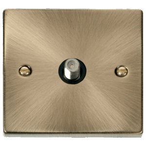 CLICK VPAB156BK DECO ANTIQUE BRASS 1 GANG NON-ISOLATED SATELLITE SOCKET BLACK INSERT