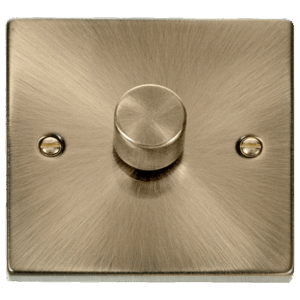 CLICK VPAB161 DECO ANTIQUE BRASS 1 GANG 2 WAY 100W LED DIMMER SWITCH