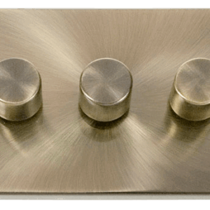 CLICK VPAB163 DECO ANTIQUE BRASS 3 GANG 2 WAY 100W LED DIMMER SWITCH