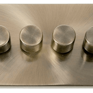 CLICK VPAB164 DECO ANTIQUE BRASS 4 GANG 2 WAY 100W LED DIMMER SWITCH