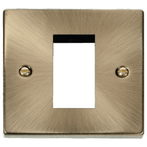 CLICK VPAB310 NEW MEDIA ANTIQUE BRASS 1 GANG 1 APERTURE DECO UNFURNISHED PLATE