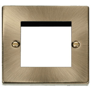 CLICK VPAB311 NEW MEDIA ANTIQUE BRASS 1 GANG 2 APERTURE DECO UNFURNISHED PLATE