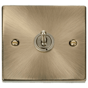 CLICK VPAB421 DECO ANTIQUE BRASS 1 GANG 10AX 2 WAY DOLLY TOGGLE SWITCH