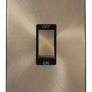 CLICK VPAB502BK DECO ANTIQUE BRASS INGOT 2 GANG DOUBLE PLATE 45A 2 POLE SWITCH BLACK INSERT