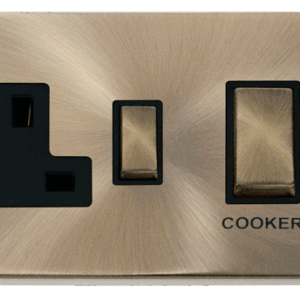 CLICK VPAB504BK DECO ANTIQUE BRASS 45A COOKER PANEL BLACK INSERT