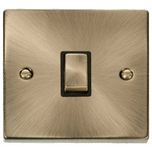 CLICK VPAB722BK DECO ANTIQUE BRASS INGOT 20A 2 POLE SWITCH BLACK INSERT