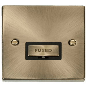 CLICK VPAB750BK DECO ANTIQUE BRASS INGOT 13A FUSED CONNECTION UNIT BLACK INSERT