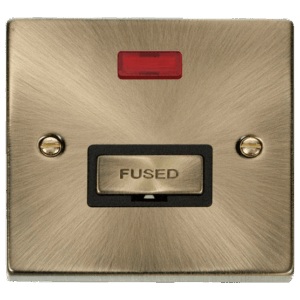 CLICK VPAB753BK DECO ANTIQUE BRASS INGOT 13A NEON FUSED CONNECTION UNIT BLACK INSERT