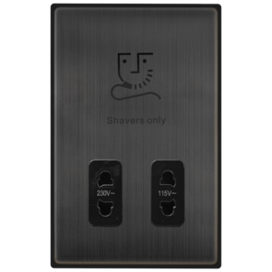 CLICK VPBZ100BK DECO MATT BRONZE DUAL VOLTAGE 115-230V SHAVER SOCKET BLACK INSERT